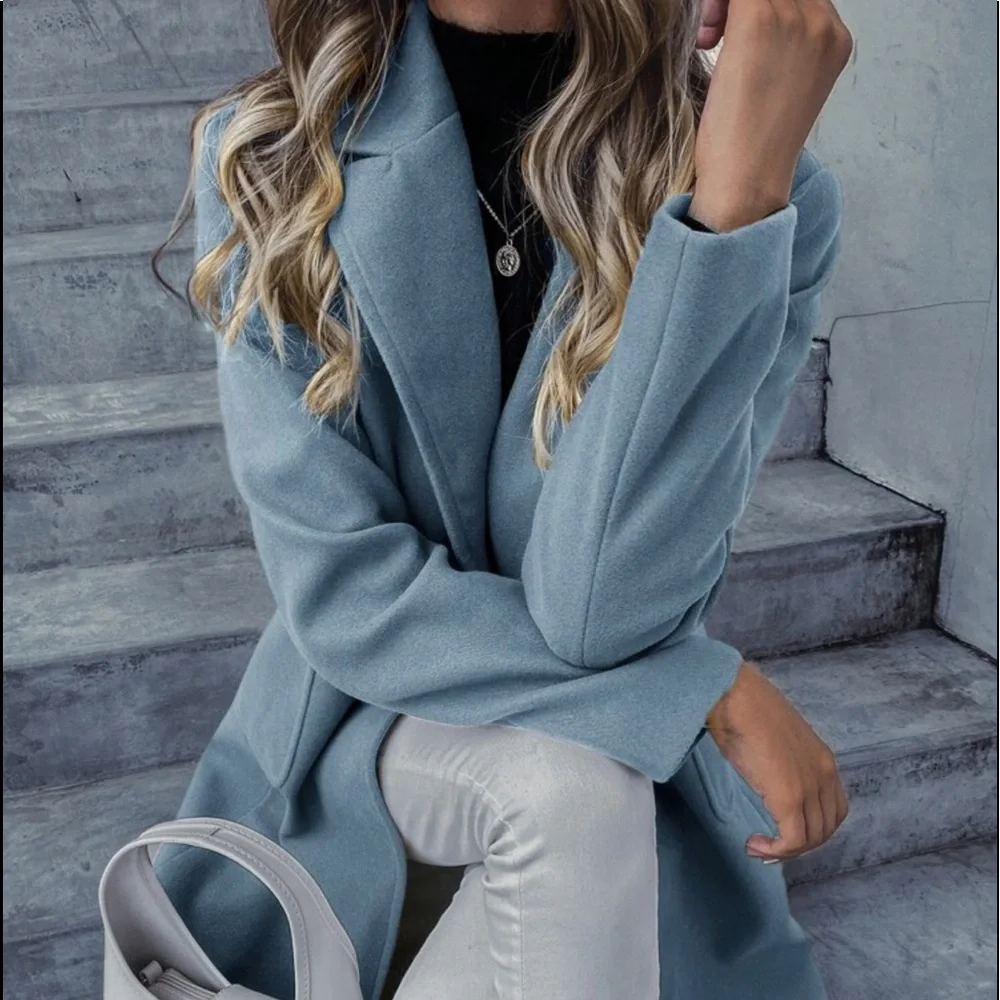 Elegant Classic Button Double Breast Pea Coat Jacket Outwear - Picture 10 of 17